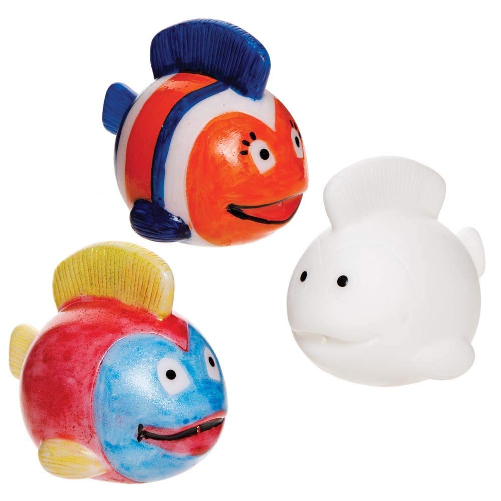 Baker Ross FE327 Design Your Own Tropical Fish Squirters - Pack of 6, Sealife Kids Bath Toys Craft and Play
