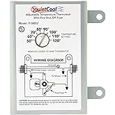 Quietcool Attic Fan Adjustable Thermostat with Built-in Fire Safety Shut Off for Powered Attic Ventilators - Replacement Thermostat