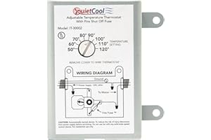 Quietcool Attic Fan Adjustable Thermostat with Built-in Fire Safety Shut Off for Powered Attic Ventilators - Replacement Thermostat