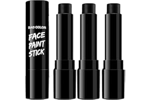 BADCOLOR 3PCS Black Face Body Paint Stick Set for Adults Children, Non-Toxic Hypoallergenic Eye Black Sticks for Halloween Baseball, Softball, Football, Lacrosse, Soccer, Hockey