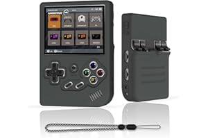 FIOPAZ Silicone Protective Case for RG35XX,Soft Case Compatible with Anbernic RG35XX,Retro Handheld Game Console Accessories,Silicone Case with Black Lanyard（Black）