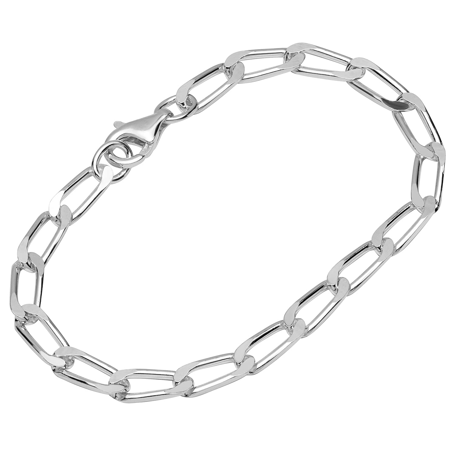 NKlaus bracelet 925 sterling silver 19cm long panzer chain 4times diamond bracelet chain 12137