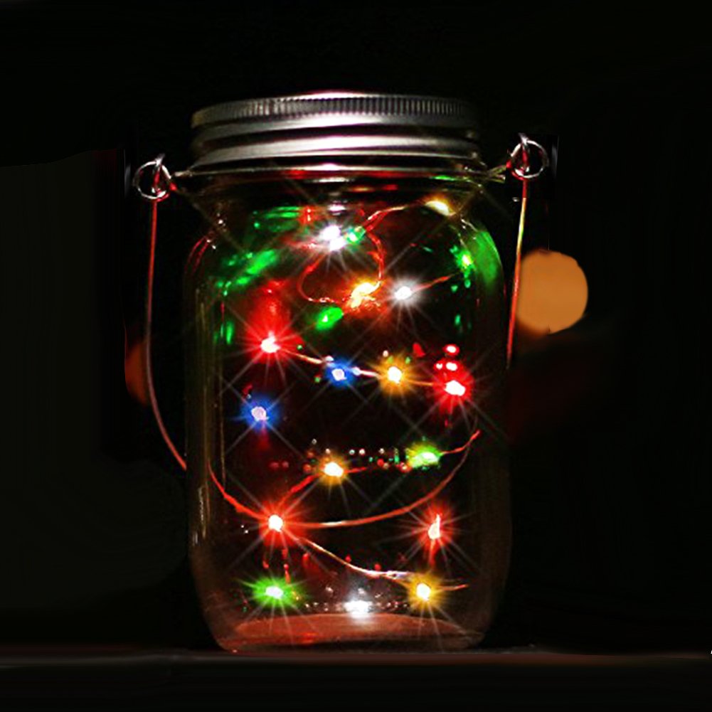 Solarglas Solarlampe mit Akku, Licht im Einmachglas Solarlampe LED