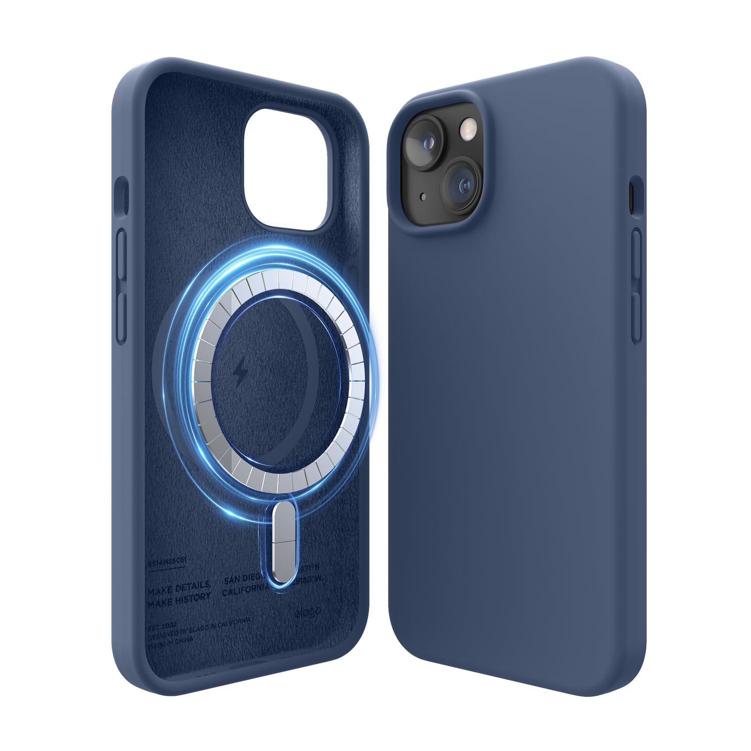 elago Magnetic Silicone Case Compatible with iPhone 14 Case (6.1"), Compatible with MagSafe All Accessories, Built-in Magnets, Premium Liquid Silicone, Protective Cover (Jean Indigo) — image 1