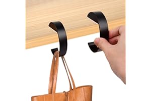 QWLWBU 2PCS C Shape Purse Hook for Table Handbag Hanger for Desk Desk Purse Table Hook Heavy Duty Purse Hook Floding Bag Holder Alloy Materials Hanger Suitable for All Bag Types (Color:Black)