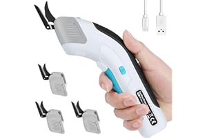 DEJUNPIOOL Cordless Electric Scissors for Cardboard, 3 Blades, Electric Box Cutter Heavy Duty Rechargeable, Automatic Power Cutter Tools for Cutting Fabric, Carpet, Plastic, Leather, Type-c Charging, 4V, 2.0 Ah