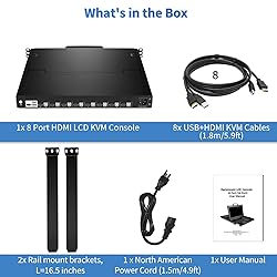 8 Port HDMI Rack Mount KVM Console 17.3-Inch 1080P