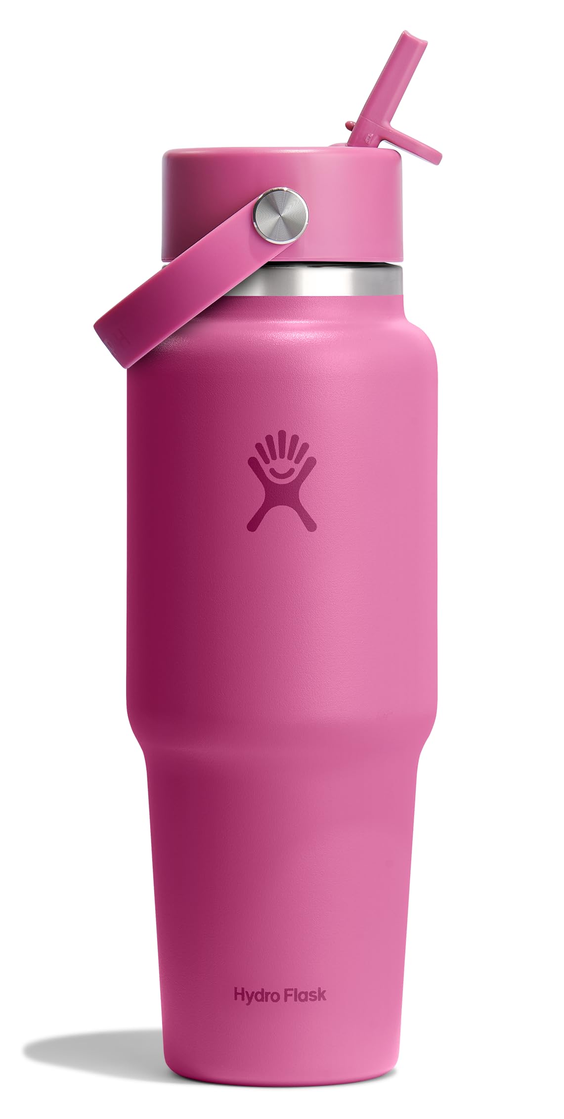 Hydro Flask Travel Water Bottle - Insulated Stainless Steel - Wide Straw Lid, Non Spill, Leakproof in 32 Oz Reef Pink Image