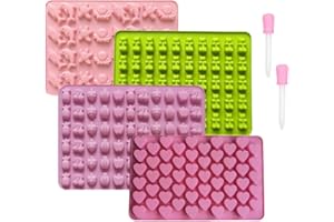 Set of 4 Packs Silicone Molds for Gummies Bears Candies Snacks Fruit Gummies Silicone Bears Marine Animals and Reusable Molds