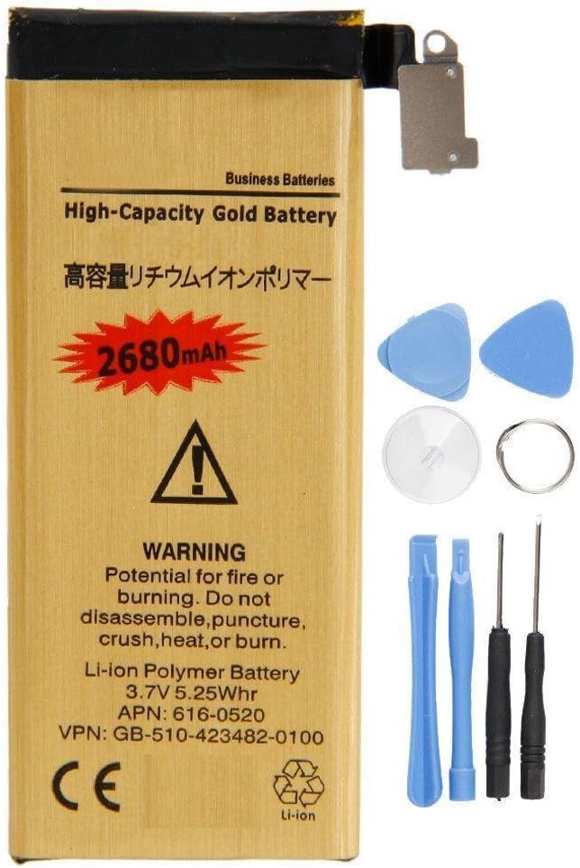 REDGO 2680mAh Capacity Battery for Apple iPhone 4s Gold + Tools