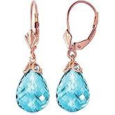 Galaxy Gold GG 14k Gold Natural Briolette Blue Topaz Dangle Earrings