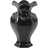MARTAGE Black Ceramic Vase, Decorative Vase for Modern Home Decor, Farmhouse Minimalist Decor, Boho Flower Vases for Living R