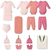 PurComfy Bamboo Newborn Clothes Gift Set: 14-Piece SuperSoft Layette & Accessories Set for Baby Girls — Daily Essentials Set