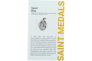 VENERARE 1" Saint Rita Medal with Prayer Card | Durable and Detailed Charm | Pendant Medal Carded with Prayer | Christian Jewelry