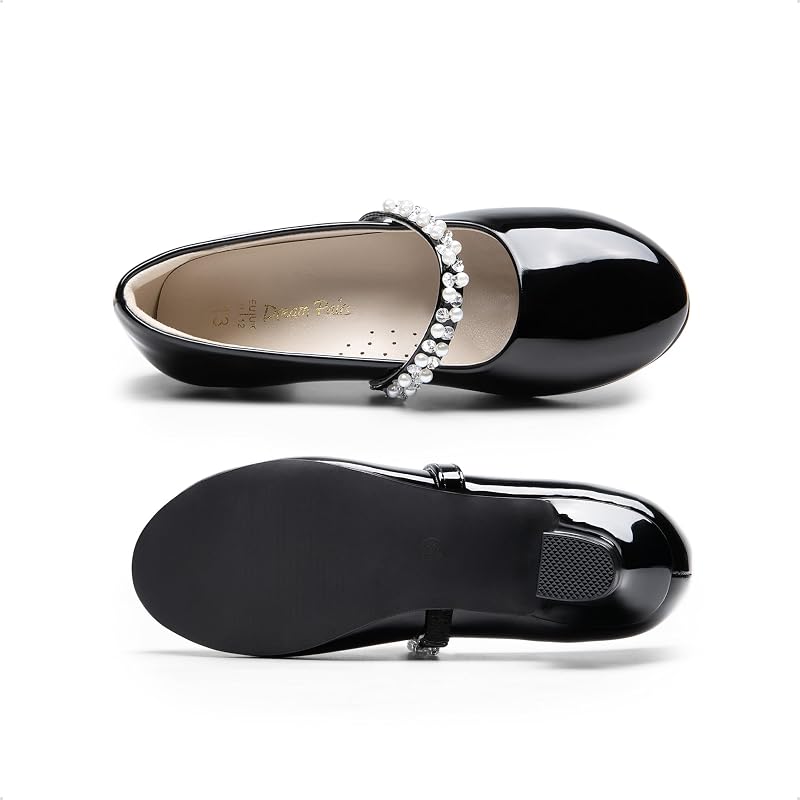 Mary Jane Strap Bambine e Ragazze Scarpe Basse Ballerine Principessa Scarpe pada Matrimonio,Size 28.5,Nero-Pat,SDFL2403K