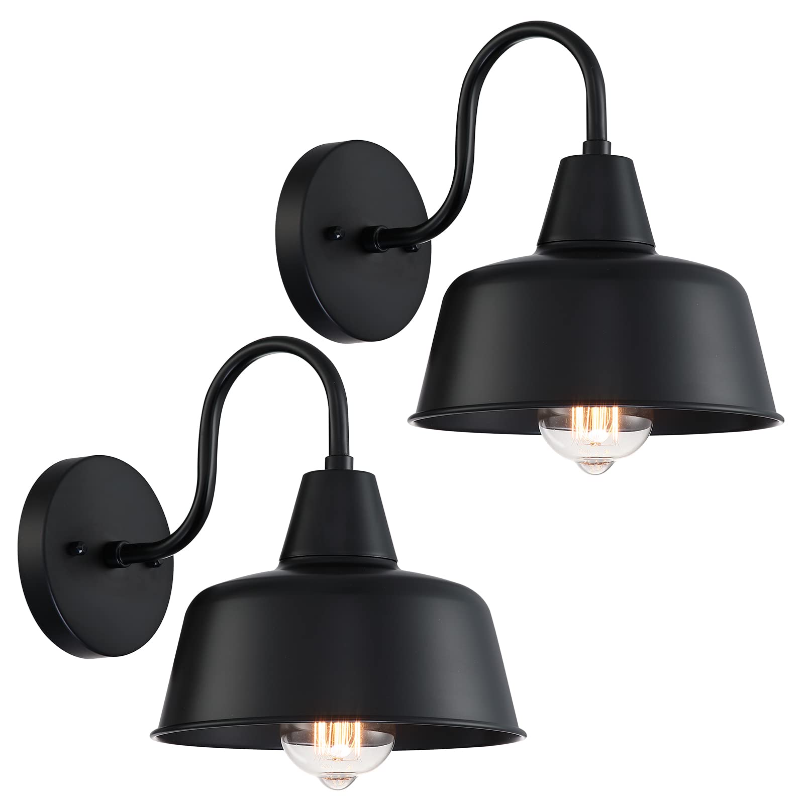 Photo 1 of DOCIUEON Indoor Outdoor Wall Lights, 2 Pack Modern Farmhouse Gooseneck Barn Light, Exterior Lighting Fixture Outside Wall Sconce for Porch, Entryways, Patio,Garage
