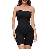 ciksob Strapless Strapless Shapewear Bodysuits for Women Tummy Control Butt Lifter Seamless Full Body Shaper with Removable Straps Black XL