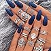 KAMRESH 16 Pcs Vintage Womens Knuckle Rings for Girls Stackable Midi Joint Finger Ring Set Hollow Carved Flowers