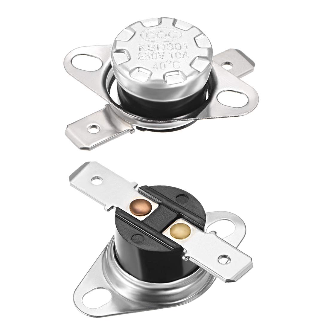 sourcing map KSD301 Thermostat 40°C/104°F 10A Normally Open N.O Adjust Snap Disc Temperature Switch 5pcs,Bakelite Material