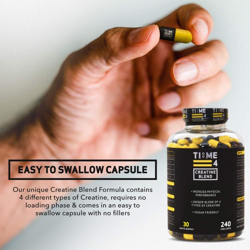 Time 4 Creatine Blend, 240 Creatine Capsules Not Creatine Tablets, 30 Day Supply, Unique Blend of 4 Types of Creatine - Image 4