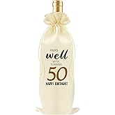 iMEYDNGF Funny 50th Birthday Gifts for Him Her Happy 50th Birthday Party Decorations Tabletop Decor Wine Bag Champagne Gift Bag Funny Bottle Covers Cool 50 Year Old Presents for Best Friend Women Men