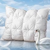 MIOTO Queen Size Luxury White Goose Down Pillow,800 Fill Power Fluffy and Soft Hotel Feather Pillow,Ideal Bed Pillows for Side Sleepers,Pack of 1 (Queen, White)