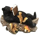 The Bridge Collection Black Bear Reading with Squirrels Figurine | Hand- Painted Charming Forest Animals Decor for Cabin, Lodge, Mountain, Or Reading Books Decor