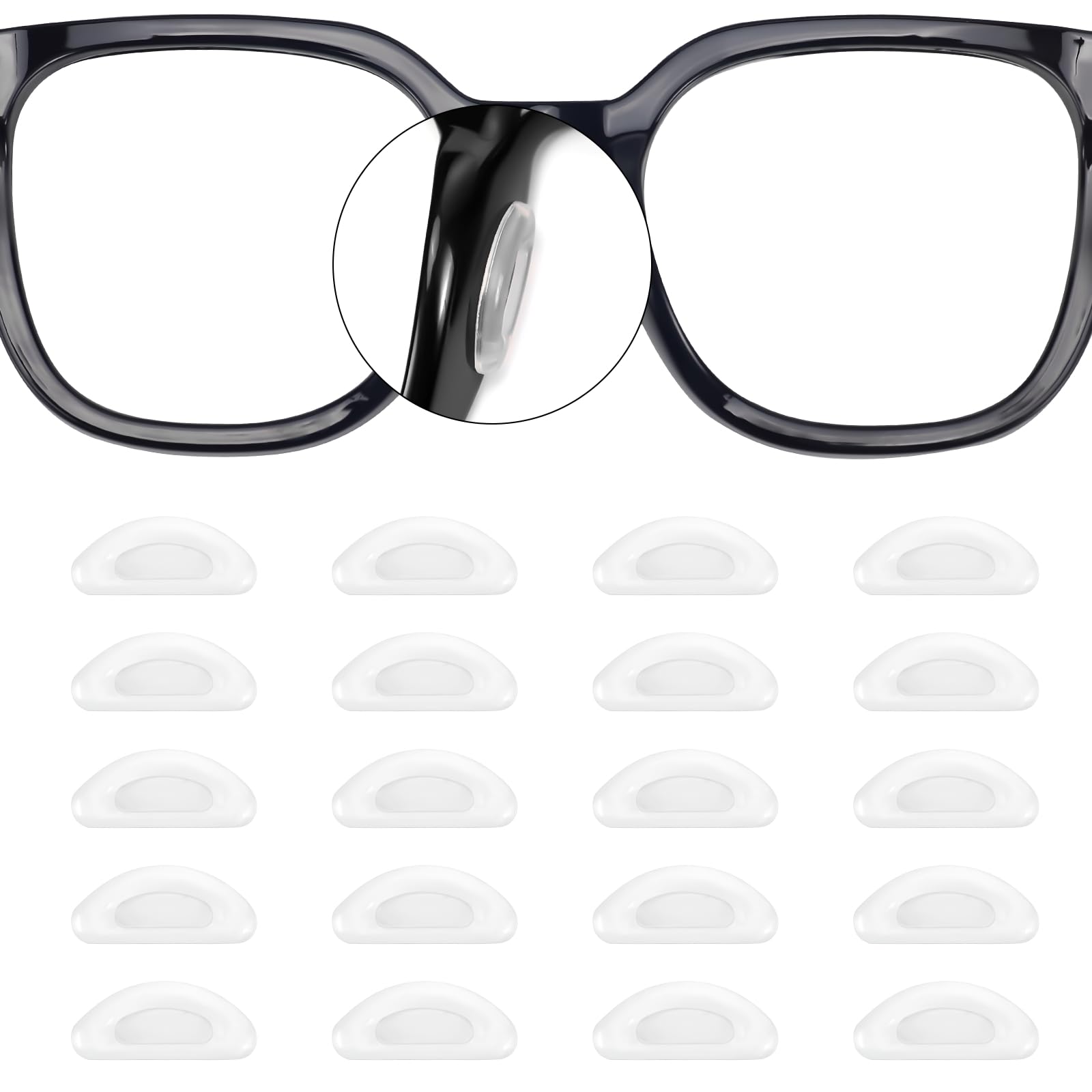 View 1 of 20 Pairs Eyeglass Nose Pads Stick On Silicone Anti-Slip for Glasses Sunglasses Thin Nose Pads Eyeglasses, Adhesive Nose Pad for Eyeglass, Anti Slip Eyeglass Nose Pads (Clear)