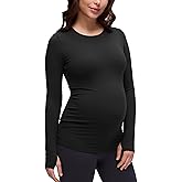 CRZ YOGA Butterluxe Maternity Crewneck Long Sleeve Shirts - Athletic Yoga Casual Pregnancy Womens Tee Tops Basic Layer Soft