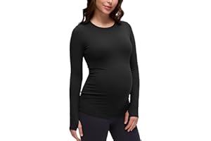 CRZ YOGA Butterluxe Maternity Crewneck Long Sleeve Shirts - Athletic Yoga Casual Pregnancy Womens Tee Tops Basic Layer Soft
