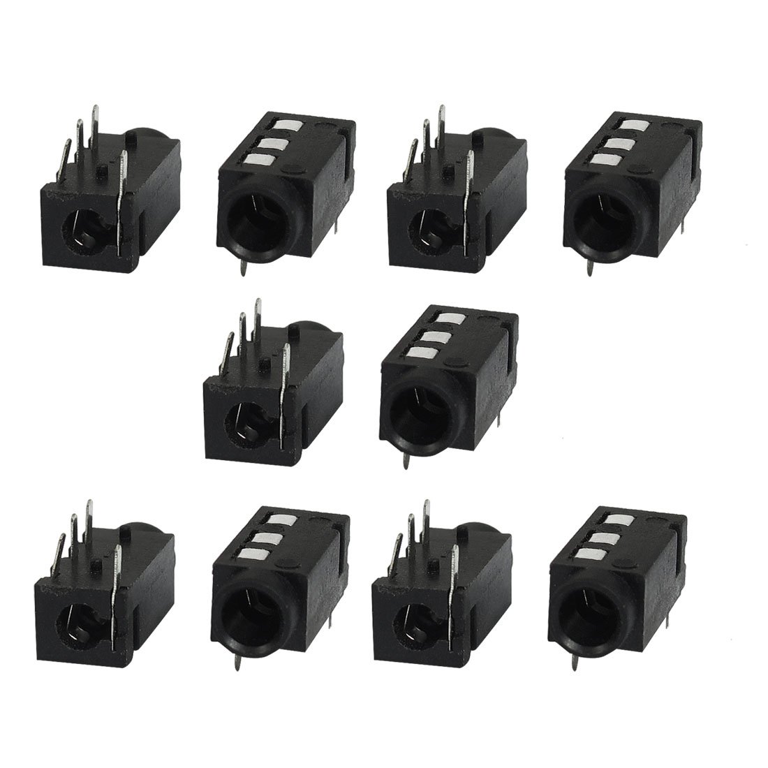 sourcing map 10 Pcs Black 4 Pin 3.5mm Stereo Jack Socket PCB Mount Connector