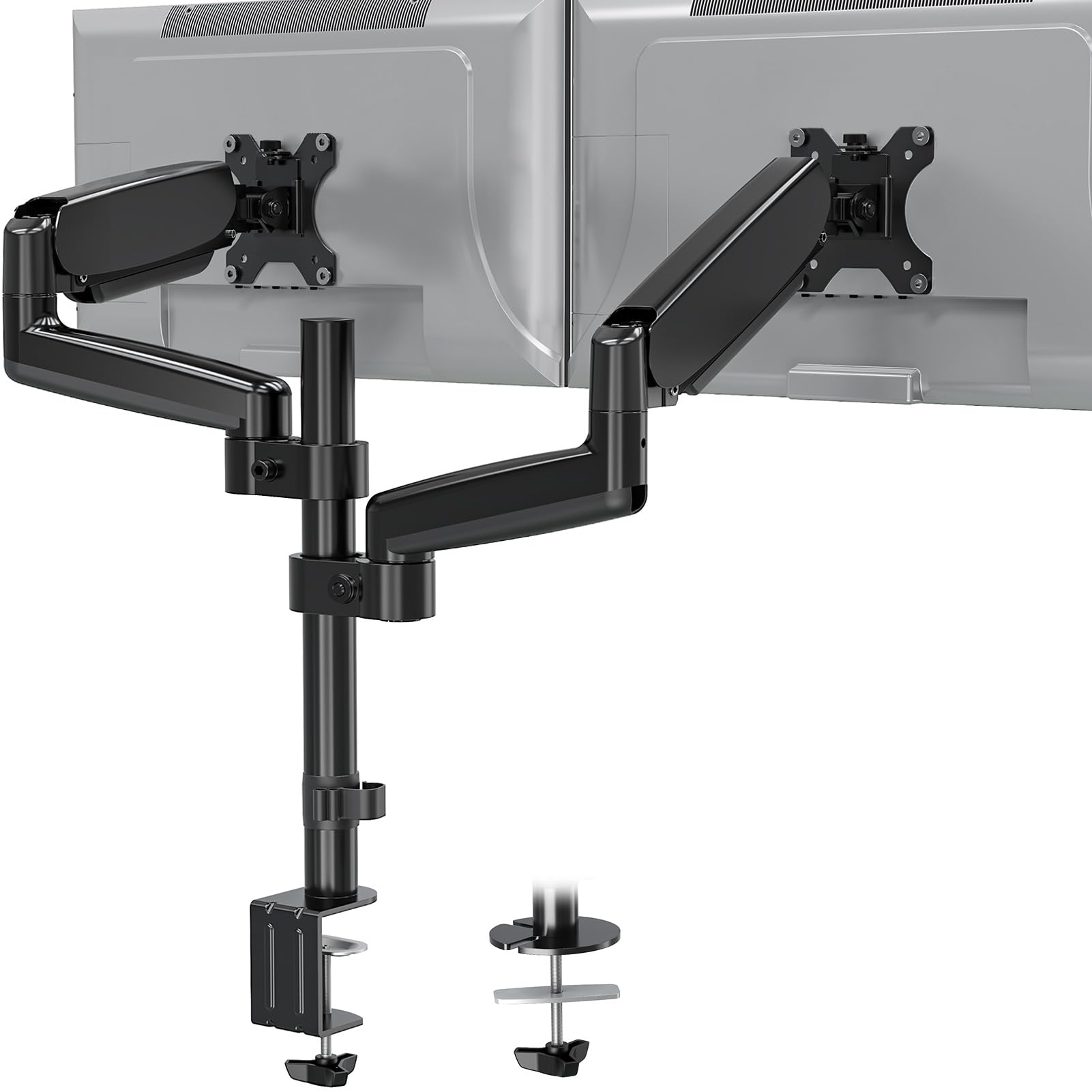 MOUNTUP モニタアーム ガススプリング 16～32インチ対応 縦並び 耐荷重2～8kg VESA75*75 100*100 グロメット式 クランプ式 ポール アーム付き 角度調節の商品画像