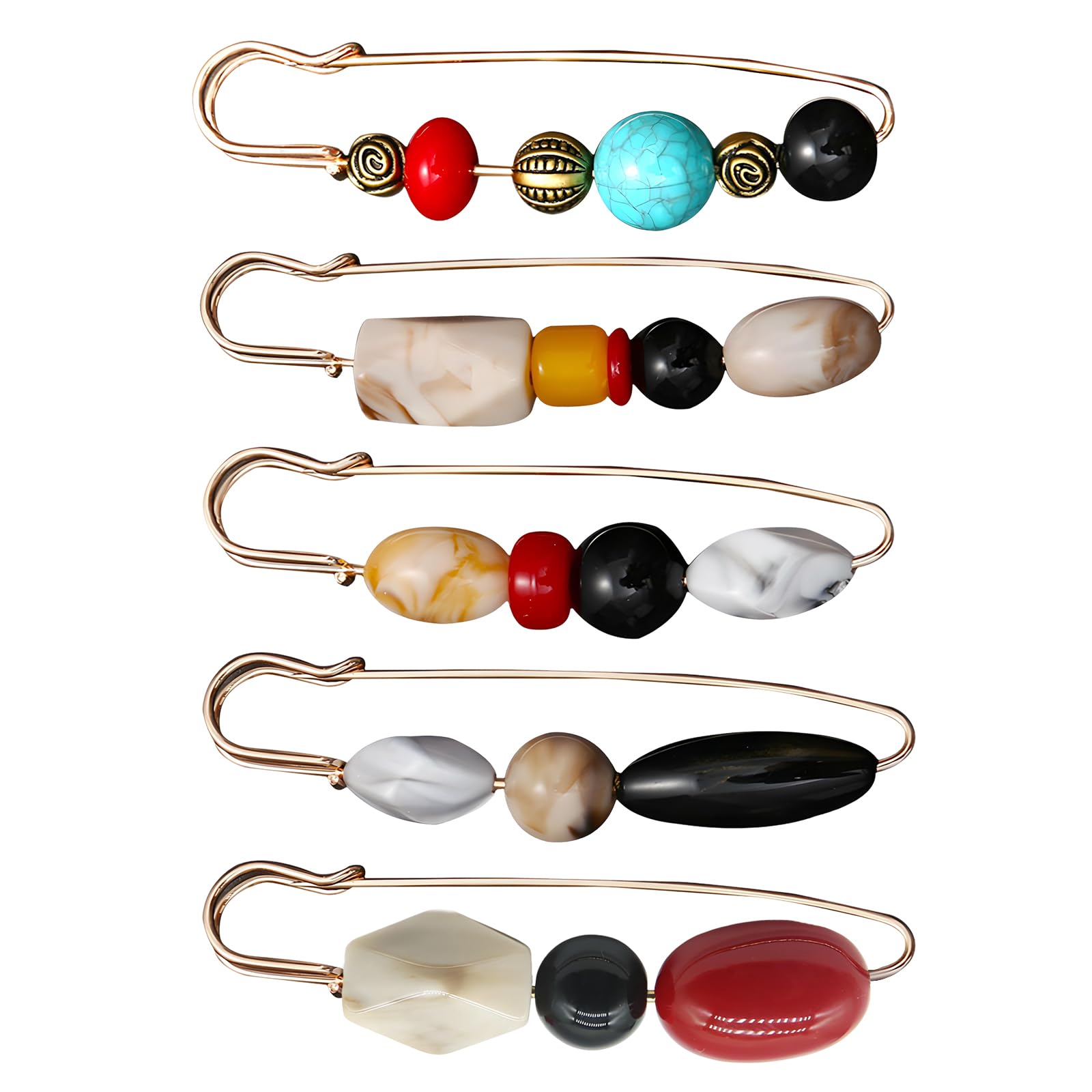 5 Pcs Cardigan Clip,WideSmart Vintage Brooches Vintage Collar Shawl Pin Retro Cloak Broaches Shawl Pins Sweater Clips Pins Beads Brooch Cardigan Pullover Pin Clothing Decor for Shirt Clip (Colour)