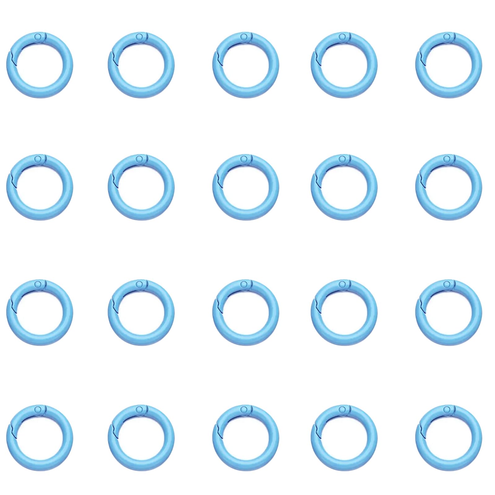 Leliafleury 20Pcs Spring O Rings 27mm Metal Round Carabiner Coloured Keyring Rings for Bag Purse Handbag Craft Making (Blue)