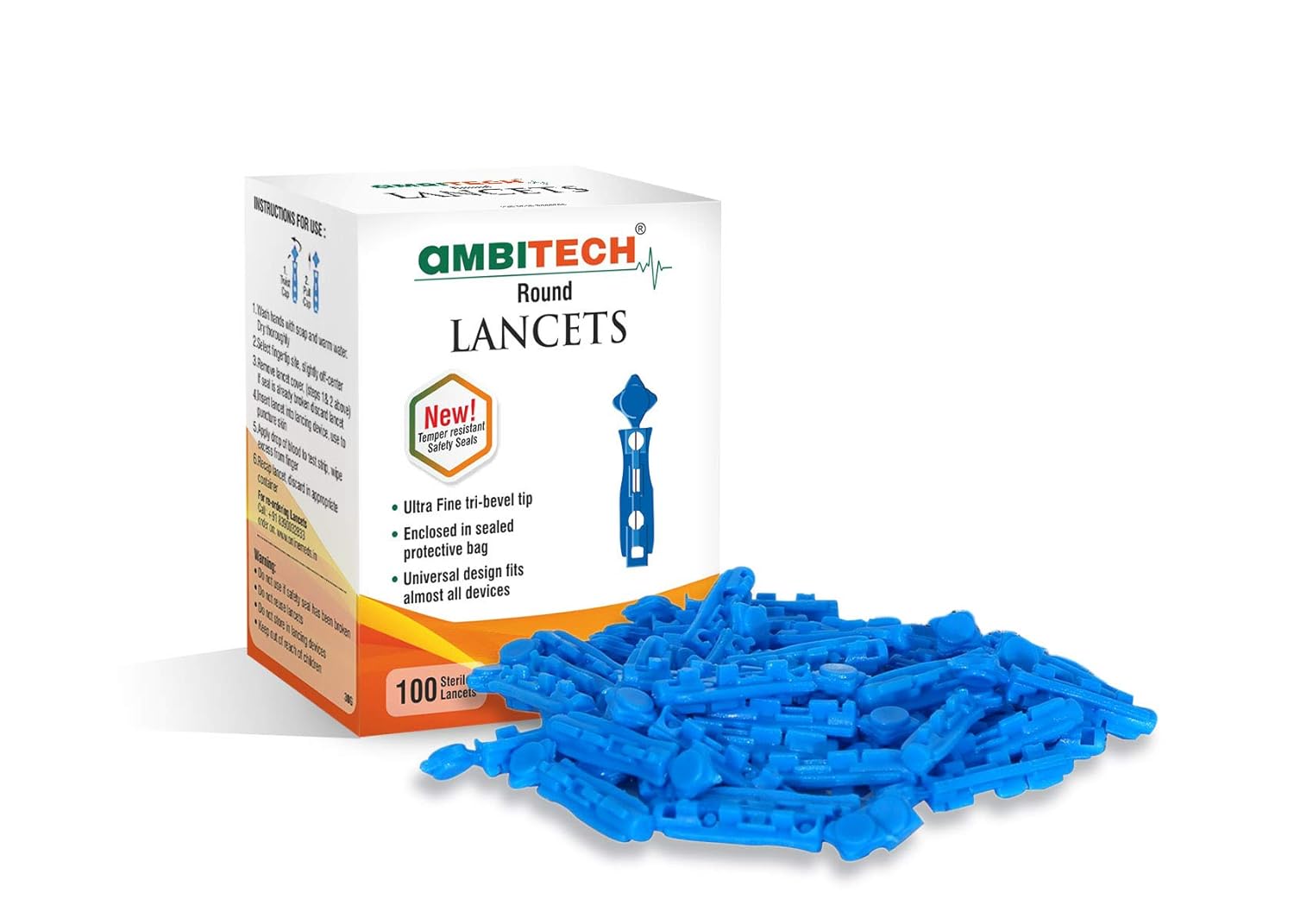 AmbiTech Painless Round Lancet Needle (100 Pieces) (Made in India) Amazon.in Health