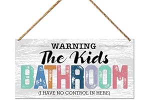 QVUXZ Kid's Bathroom Wood Sign Decor, Kid's Bathroom Decoration Toilet Wall Restroom Door Decor Farmhouse Hanging Sign Decorations, Housewarming Gifts for New House Home Women Men, I Have No Control in Here