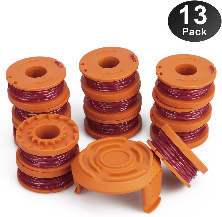 Eventronic Replacement 10ft Grass Trimmer Line Spool, Compatible with Worx String Trimmers (12-Line spools+1 Cap) : Garden & Outdoor