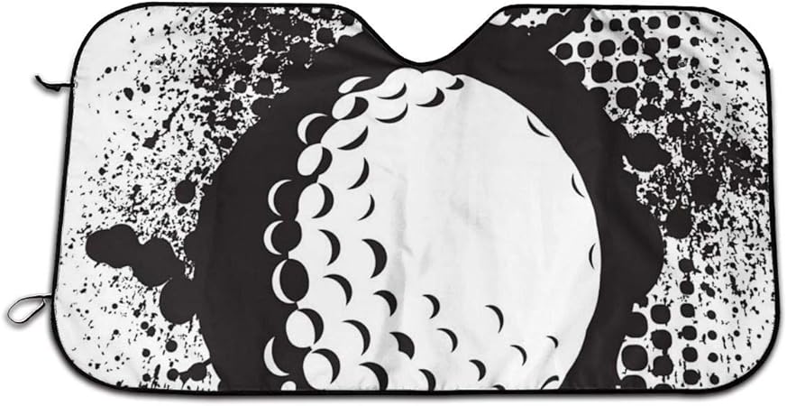 Amazon サンシェード 車 ゴルフボールグランジグラフィックデザインイラスト 私のゴルフライトボックスをもっとチェックしてくださいサイズ 遮光 断熱 吸盤2個付 簡単着脱 丈夫で長持ち 700x1300mm サンシェード 車 バイク