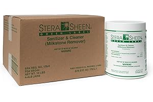 Stera Sheen Green Label 4 Count 4lb Jar | Sanitizer + Cleaner + Milkstone Remover | Cleaner and Sanitizer for Soft Serve + Shake Machines + Ice Maker & Ice Machines | By Purdy Products