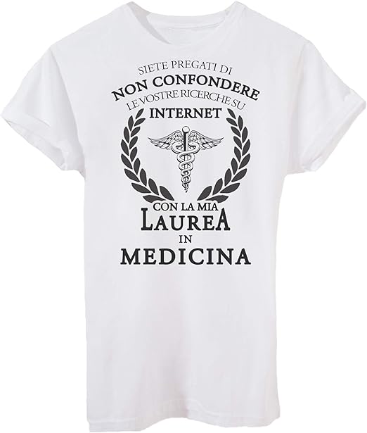 T Shirt Non Confondere La Mia Laurea In Medicina Con Le Tue Ricerche Su Internet Regalo Laureato Eventi Amazon It Abbigliamento