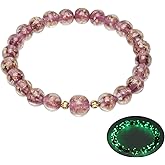 AROUROUA Glass Beaded Bracelet Glowing Bracelet Luminous Beads Bracelet for Women Glass Mermaid Bracelet Bangles Anti Anxeity Healing Energy