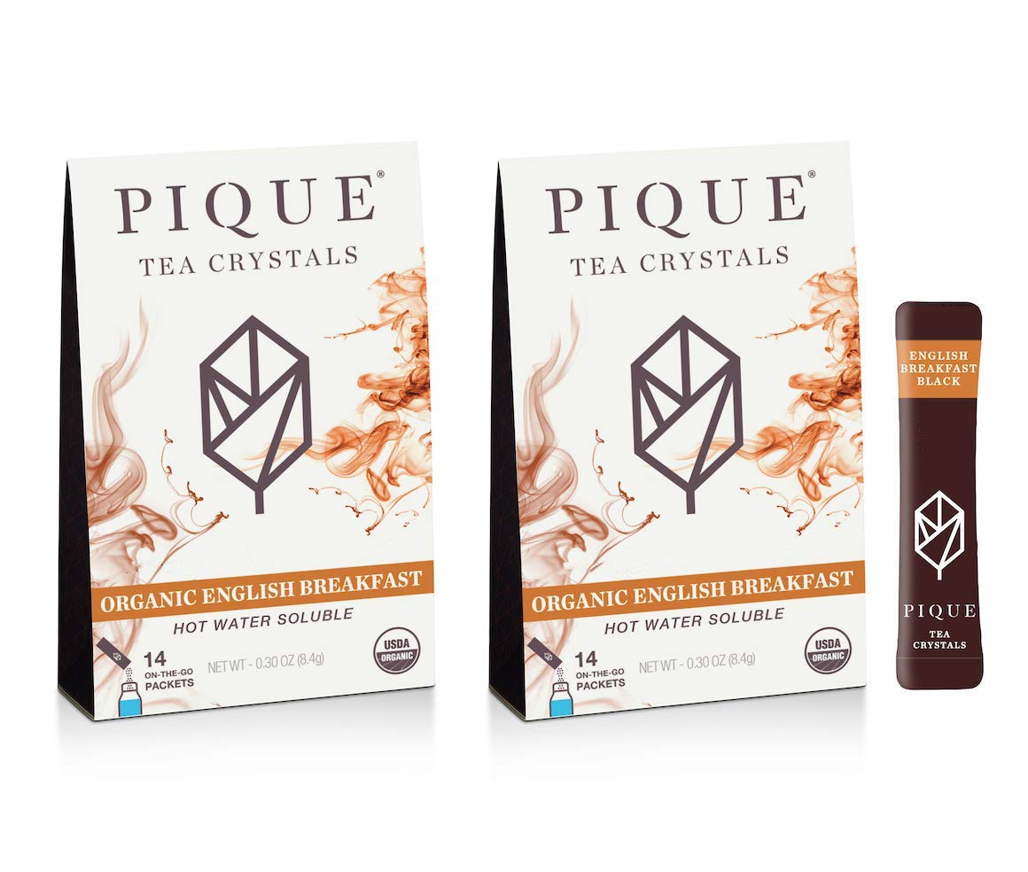 Pique Tea Organic English Breakfast Black Tea Crystals - Gut Health, Fasting, Calm - 28 Single Serve Sticks (Pack of 2)