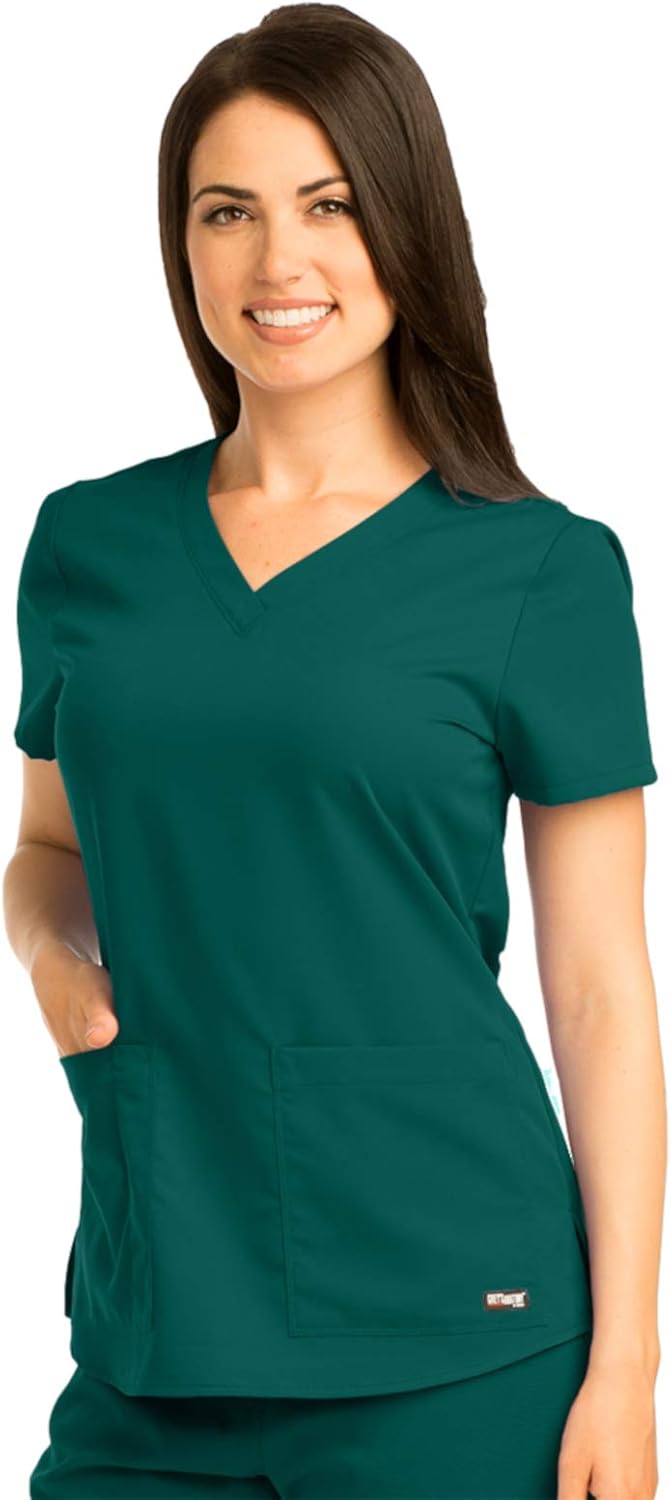 Barco Grey's Anatomy Women's 71166 Two Pocket V-Neck Scrub Top With Shirring Back: Clothing