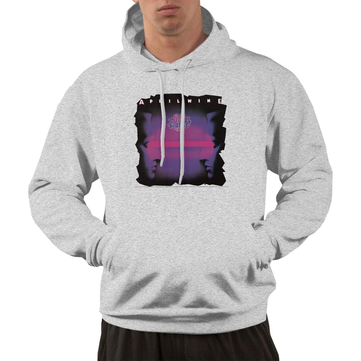 Erman S Pullover Warm Gray Print April Wine Band Hooded Shirts With Pocket L
