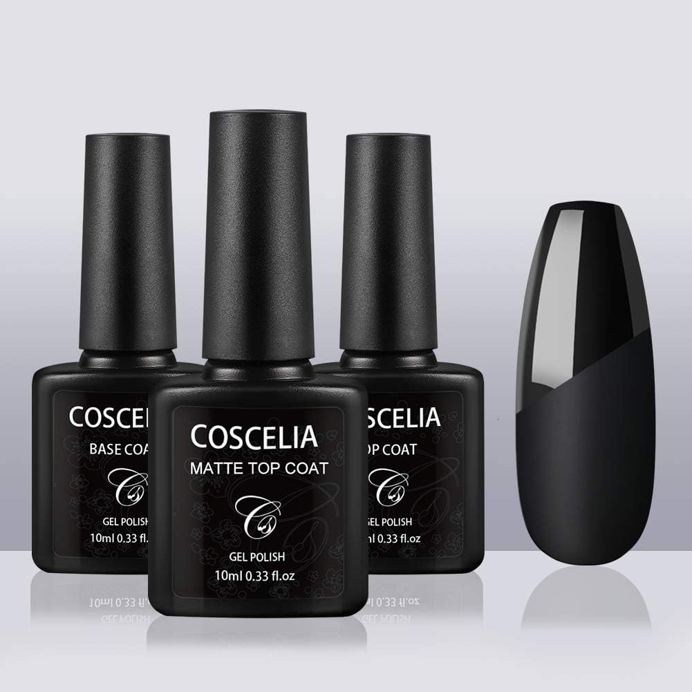 Gel Nail Polish Base and Top Coat Kit 3x10ML No Wipe Matte Glossy Mirror Top Coat Long Lasting Clear Resin Gel Set for Gel Nail