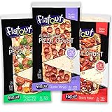 Assortment Pack, Flatout Thin Crust Flatbreads Artisan Pizza, 3 Flavors, Rustic White, Spicy Italian, and Rosemary & Oilve Oil, 10.2 oz. Packages