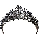 Beaupretty Baroque Queen Crown Crystal Wedding Crown for Women Gothic Baroque Crown Vintage Headband Luxury Headpiece for Wedding Prom Halloween Costume(Black)