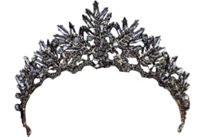 Beaupretty Gothic Baroque Crown Vintage Tiara Luxury Headpiece for Wedding Party (Black)