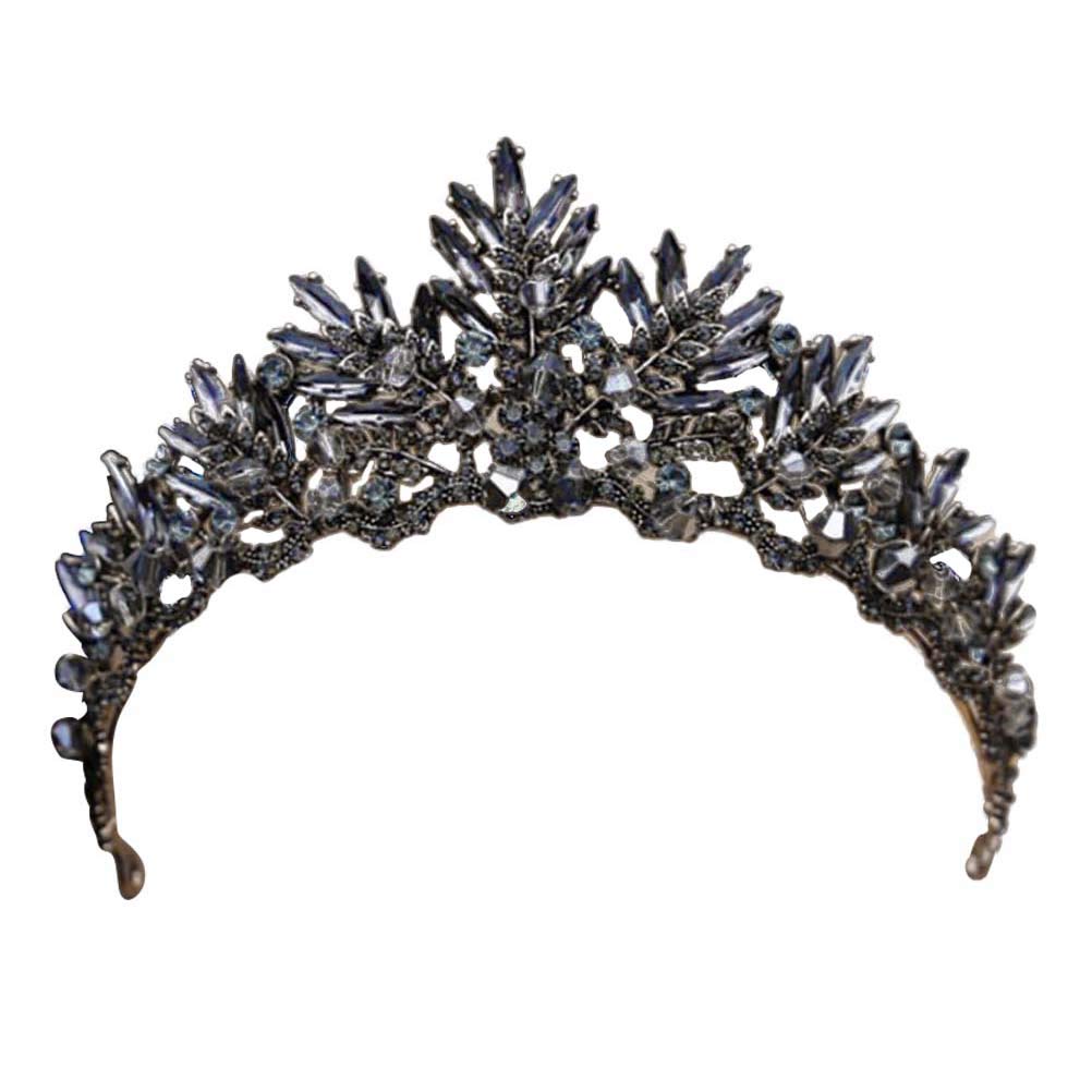 FRCOLOR 1pc Vintage Baroque Crown Alloy Headdress Bridal Tiara Hairband Hair Accessory Wedding Headpiece (Black)