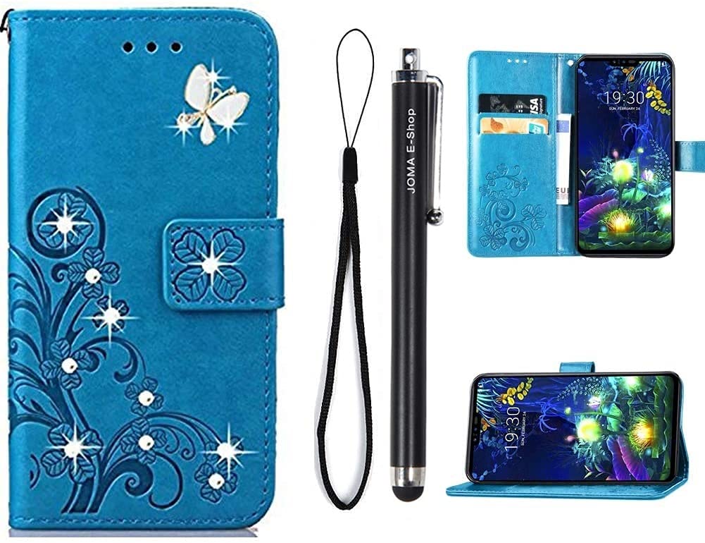 JOMAE Shop For iphone11 pro 5.8 [With Touch Screen Stylus Pen],Fashion Handmade 3D Bling Diamond PU Leather Stand Flip Case Cover With Card Holder Folio Wallet Case for iphone 11 Pro 5.8 Cover(Blue)